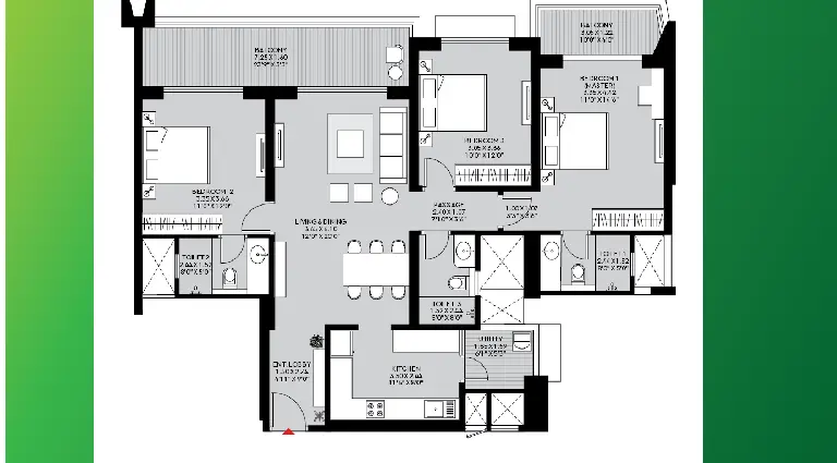 3 BHK Floor Plan